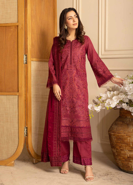 Pinks Swiss By Johra Embroidered Unstitched 3Pcs