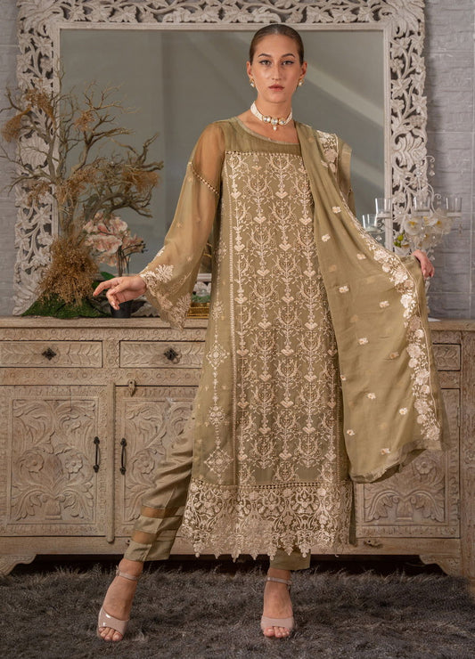 Iqraar Embroidered Luxury Chiffon Unstitched 3pcs - Jotey