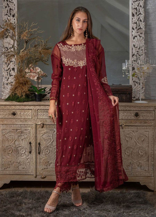 Iqraar Embroidered Luxury Chiffon Unstitched 3pcs - Jotey