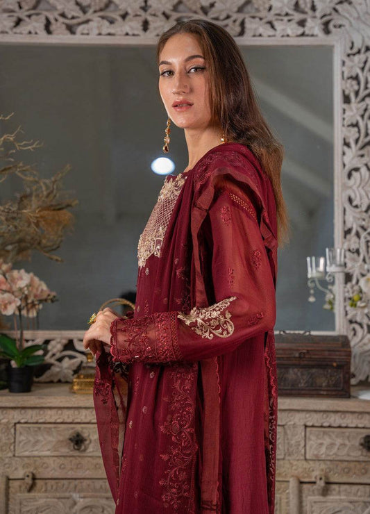 Iqraar Embroidered Luxury Chiffon Unstitched 3pcs - Jotey