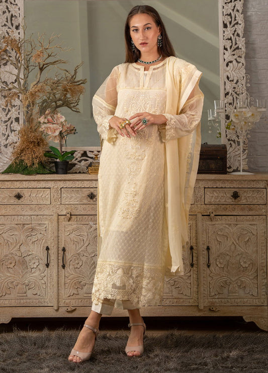 Iqraar Embroidered Luxury Chiffon Unstitched 3pcs - Jotey