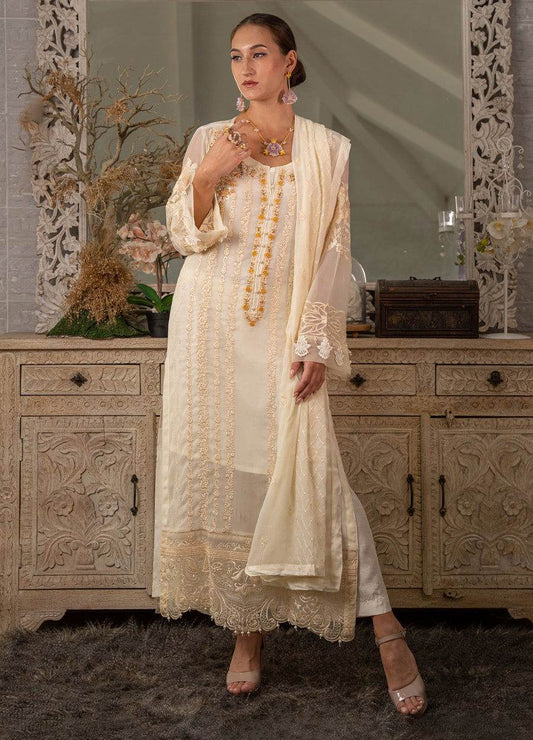 Iqraar Embroidered Luxury Chiffon Unstitched 3pcs - Jotey