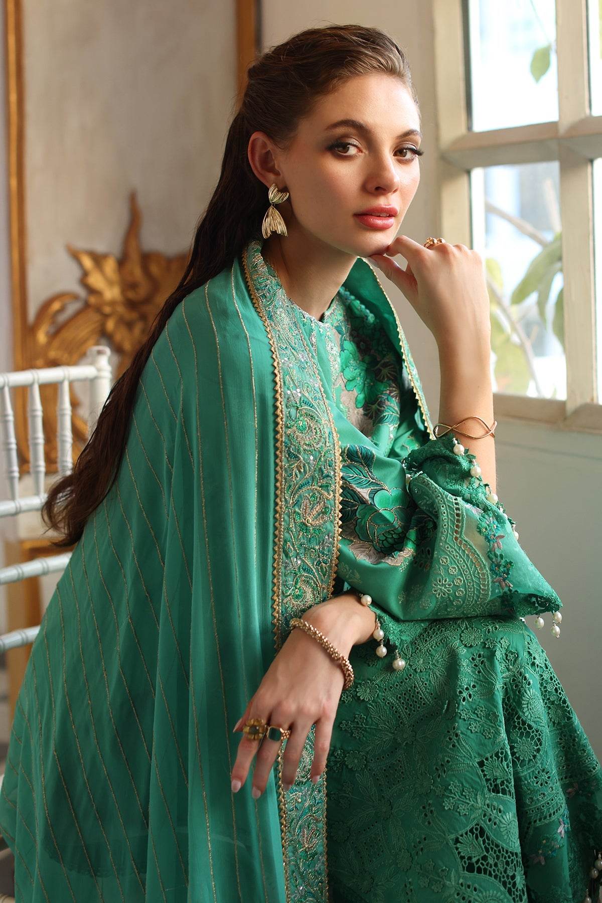 Tabeer By Charizma Embroidered Premium Chiffli Lawn Eid Edition Unstitched 3pcs - Jotey