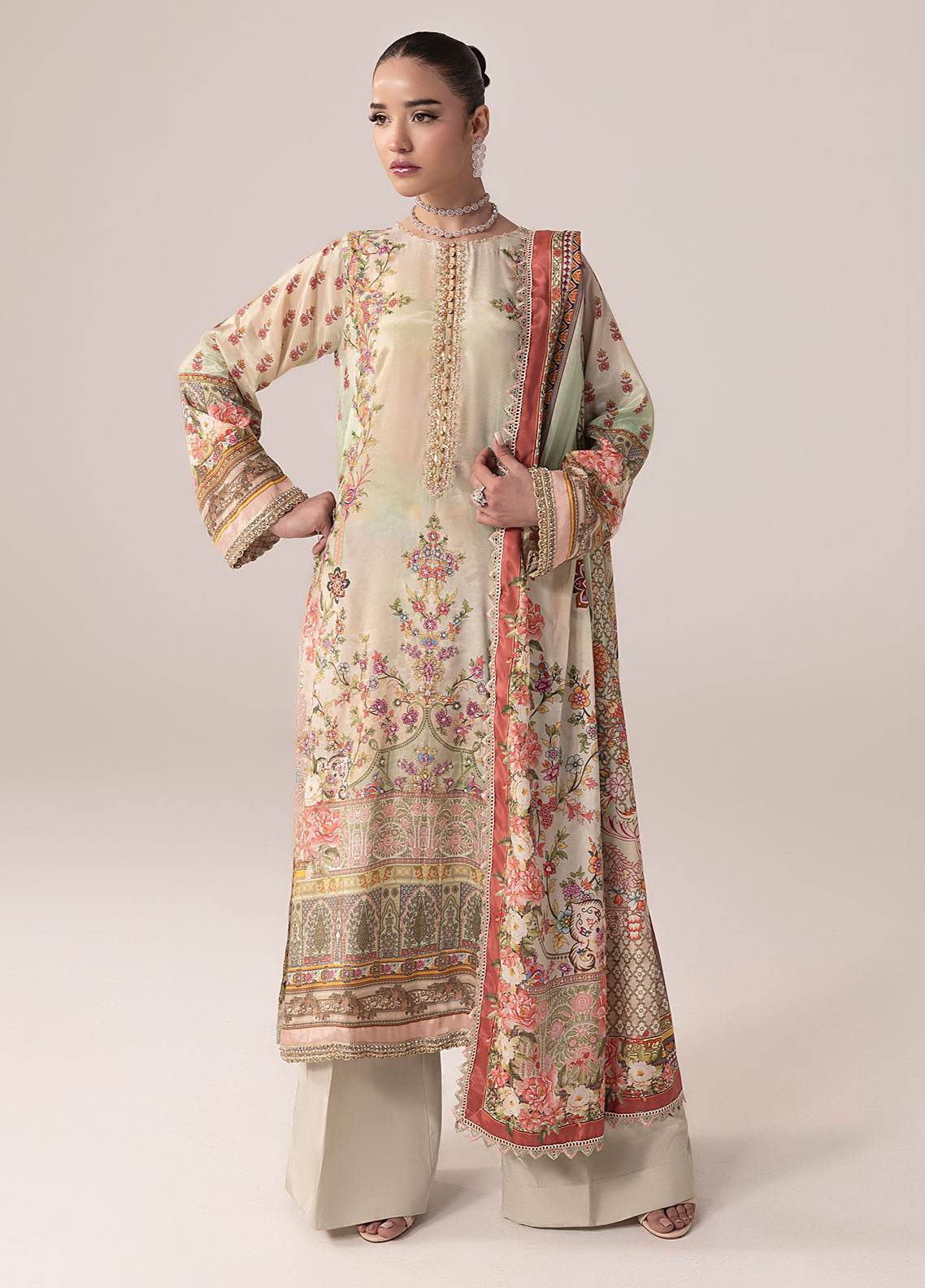 SUAY Eid Formals Unstitched Silk 3pcs - Jotey