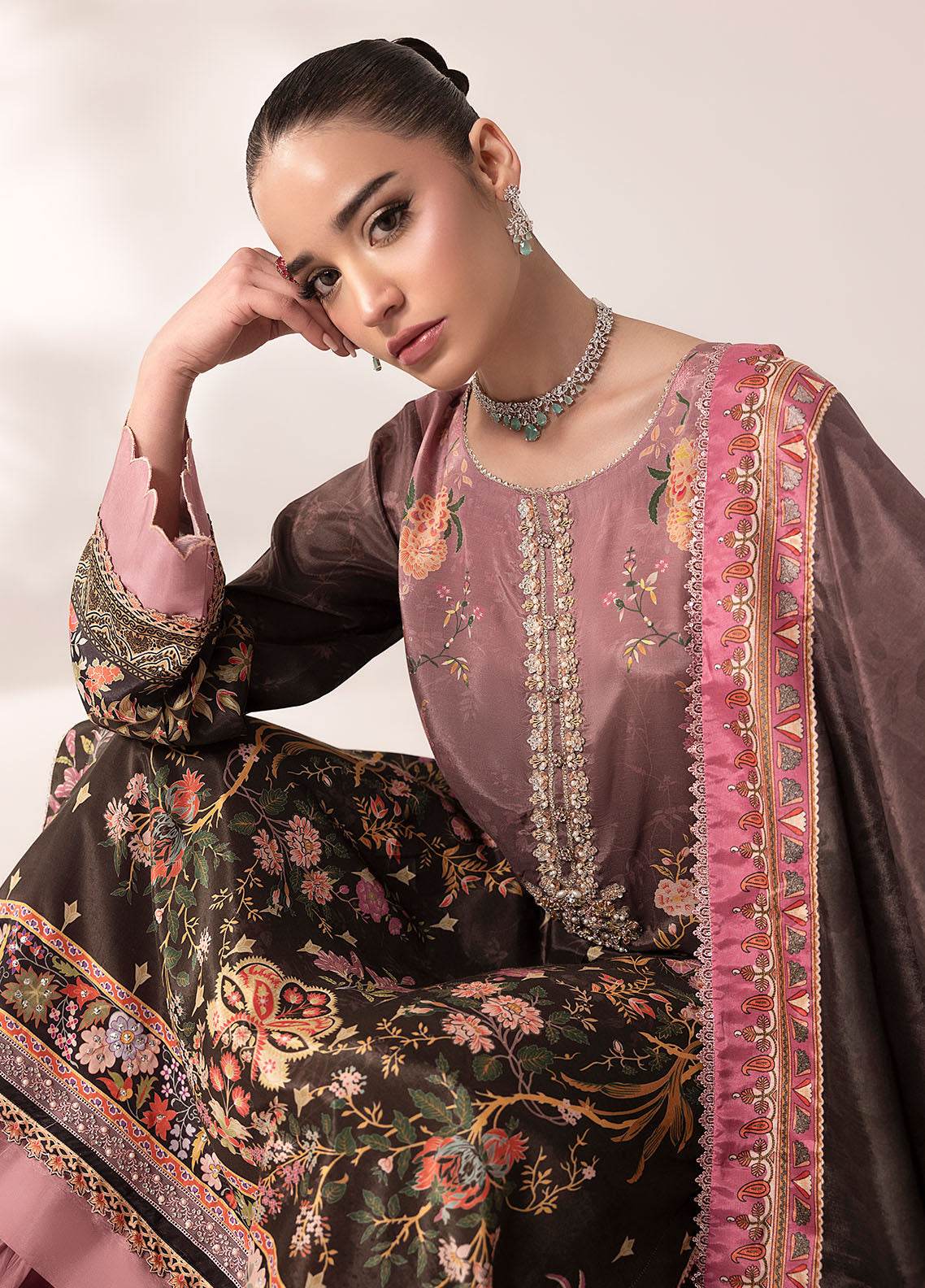 SUAY Eid Formals Unstitched Silk 3pcs - Jotey