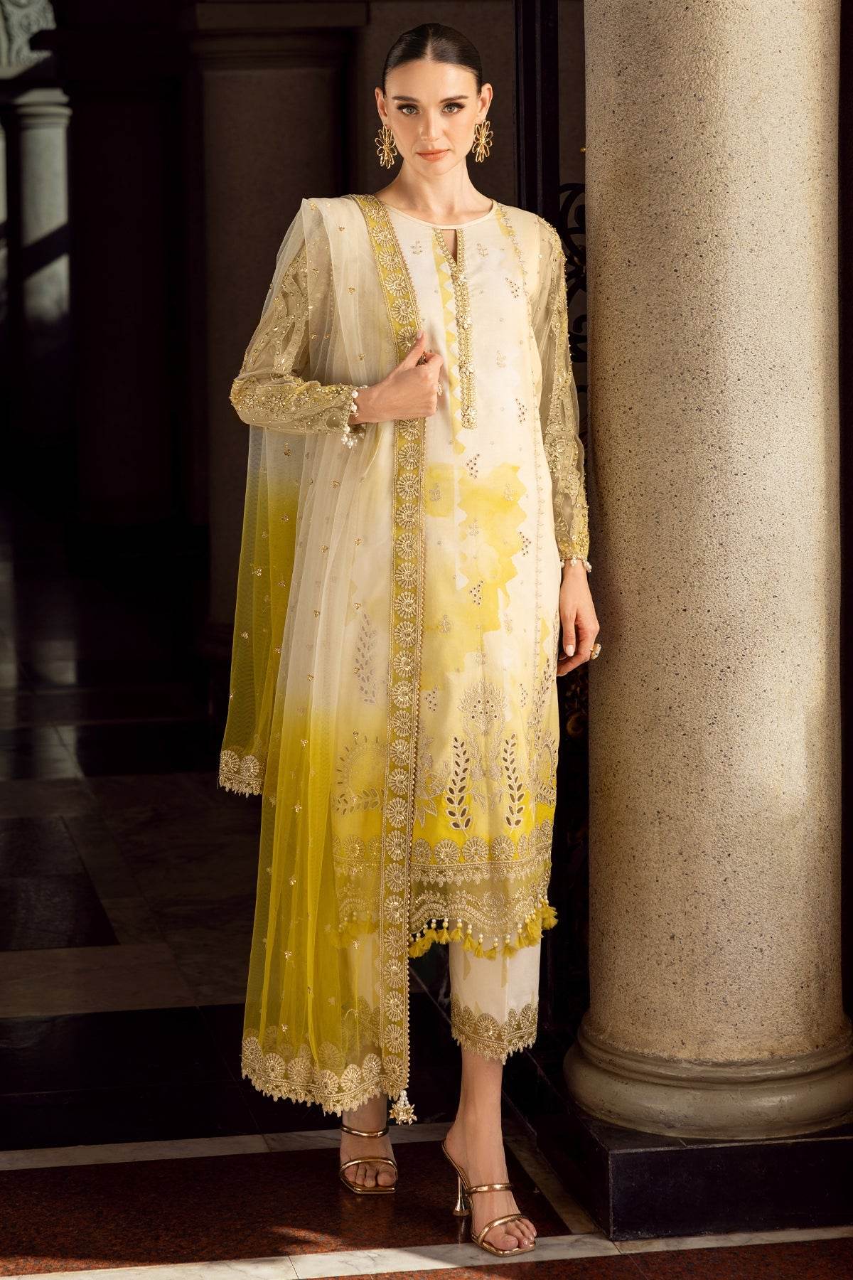 Charizma Festive Embroidered Unstitched Lawn 3pcs - Jotey
