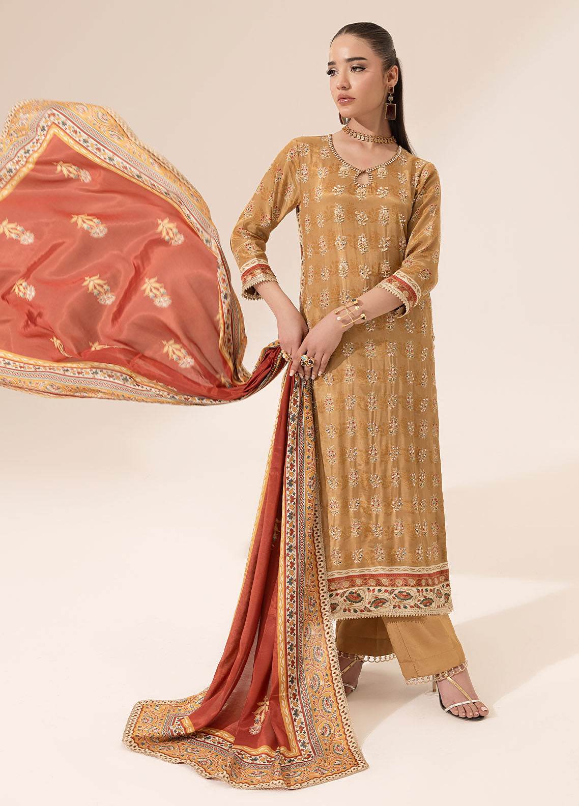 SUAY Eid Formals Unstitched Silk 3pcs - Jotey