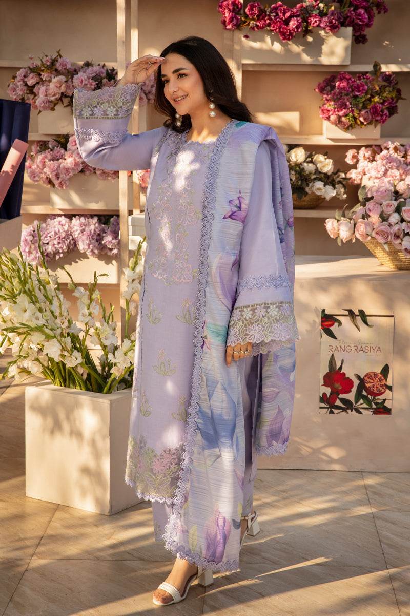 Rang Rasiya Florence Embroidered Lawn Unstitched 3pcs - Jotey