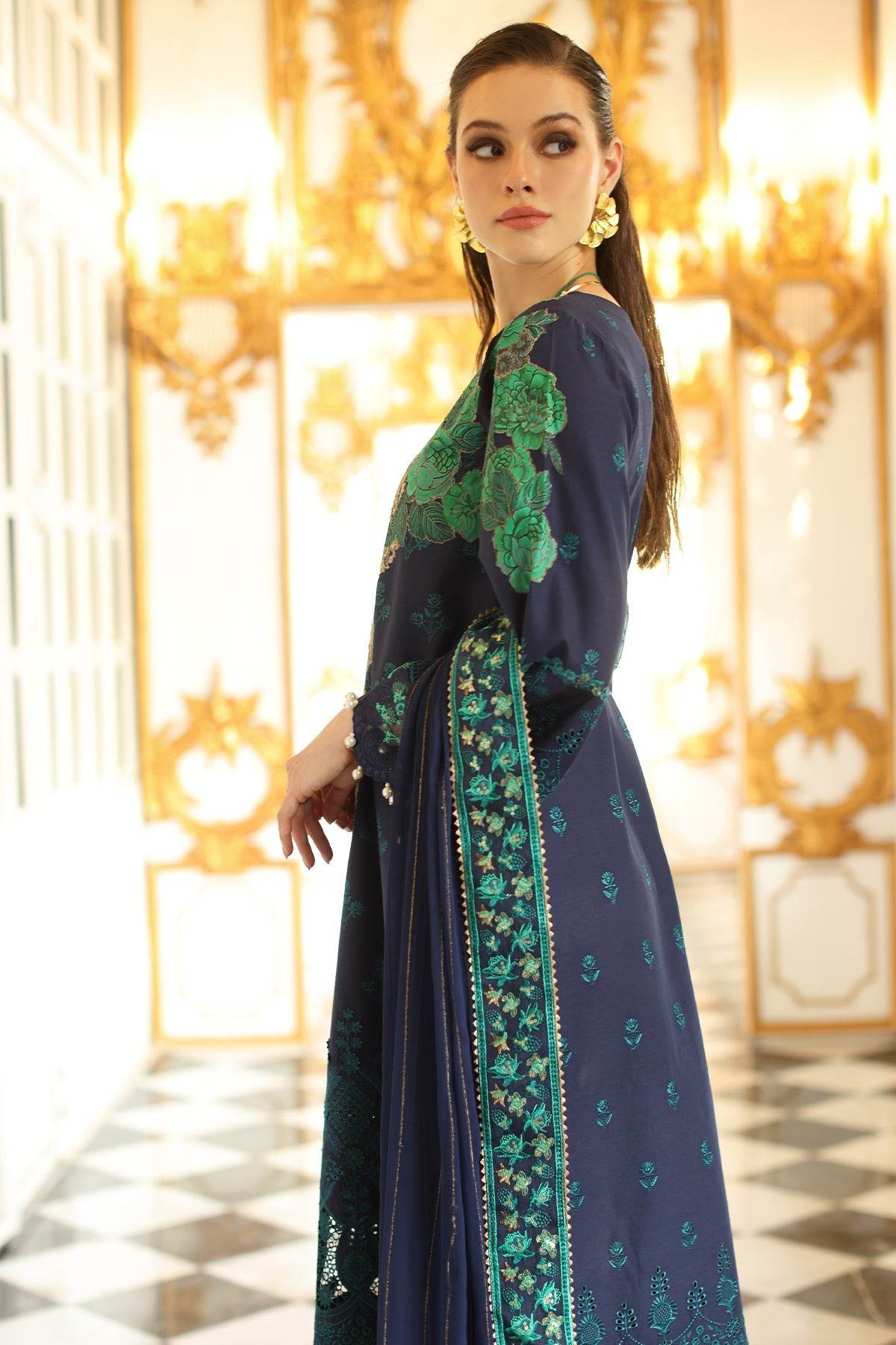 Tabeer By Charizma Embroidered Premium Chiffli Lawn Eid Edition Unstitched 3pcs - Jotey