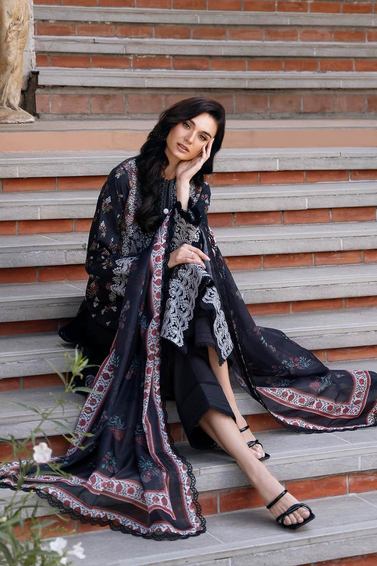 AFROZEH Damask The Holiday Edit'25 Embroidered Lawn 3pcs - Jotey
