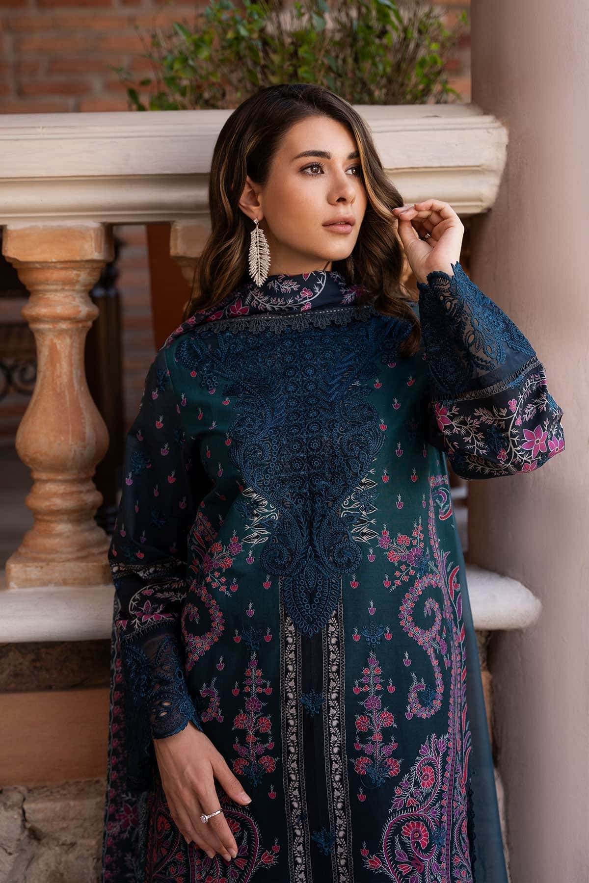 AFROZEH Damask The Holiday Edit'25 Embroidered Lawn 3pcs - Jotey