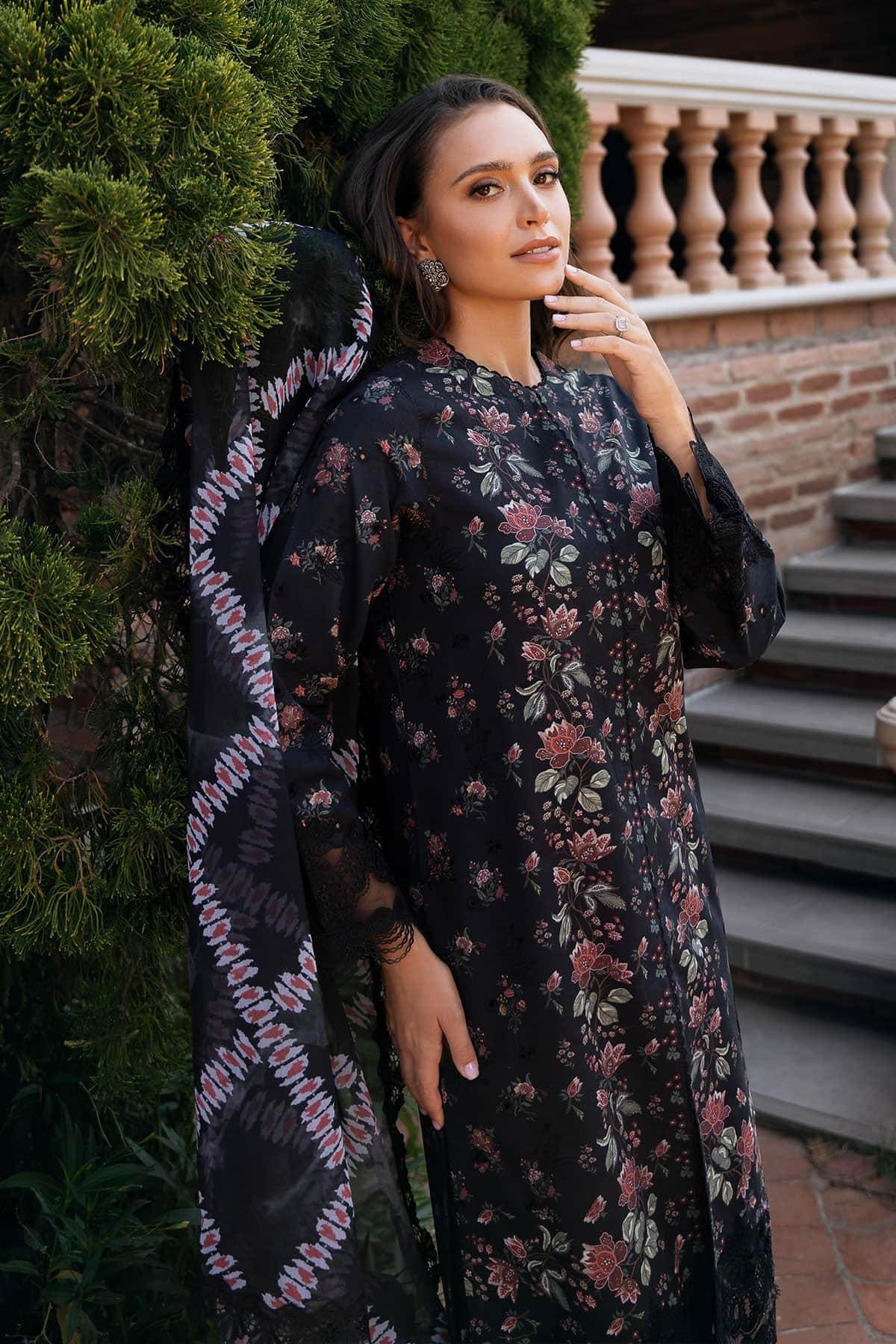 AFROZEH Damask The Holiday Edit'25 Embroidered Lawn 3pcs - Jotey