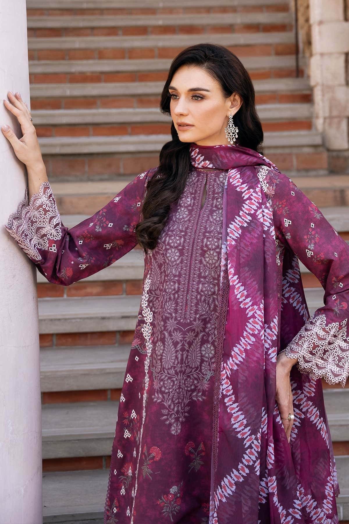 AFROZEH Damask The Holiday Edit'25 Embroidered Lawn 3pcs - Jotey