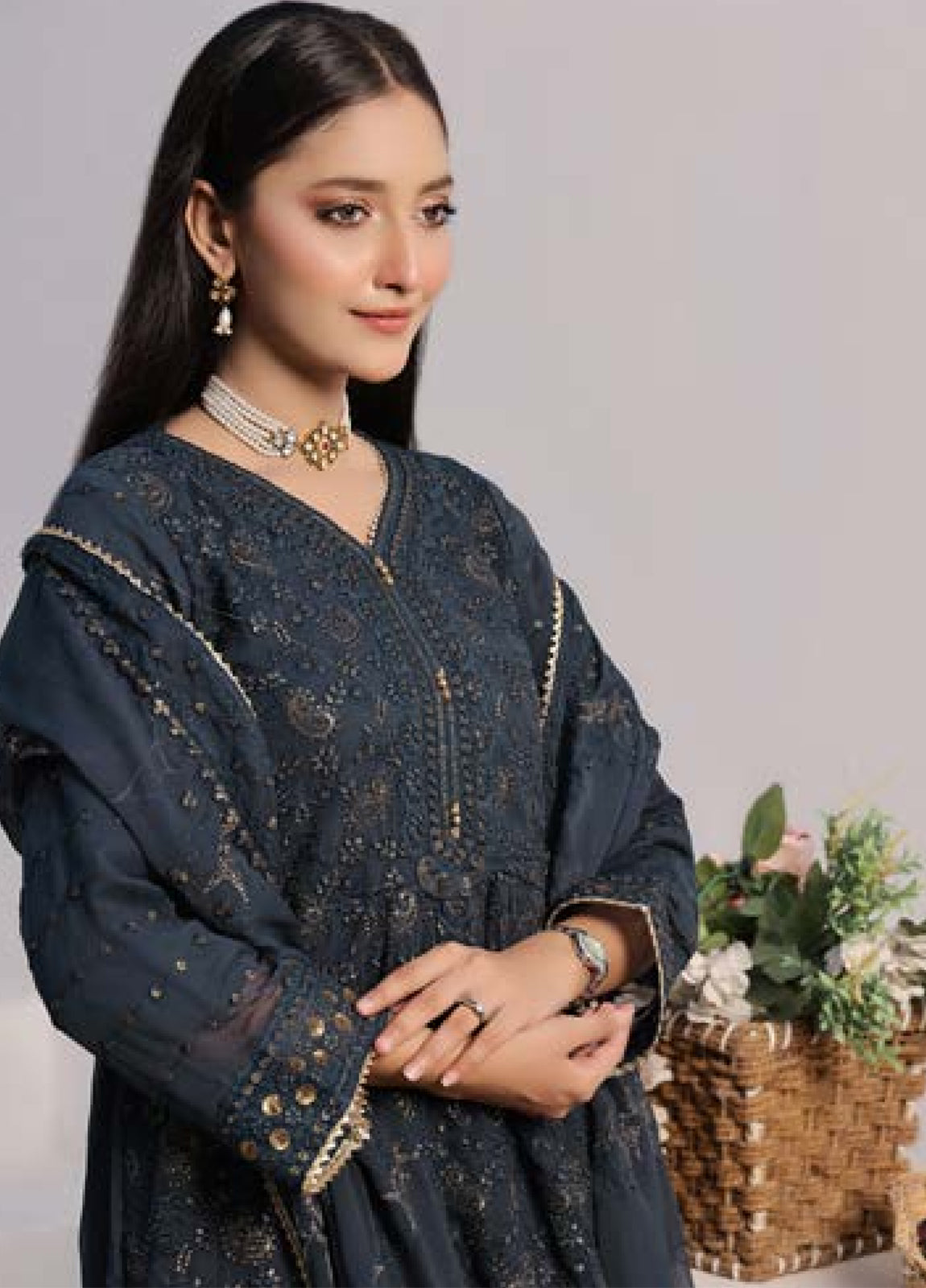 BIN KHALID GUL POSH Formal Chiffon Embroidered Unstitched 3pcs