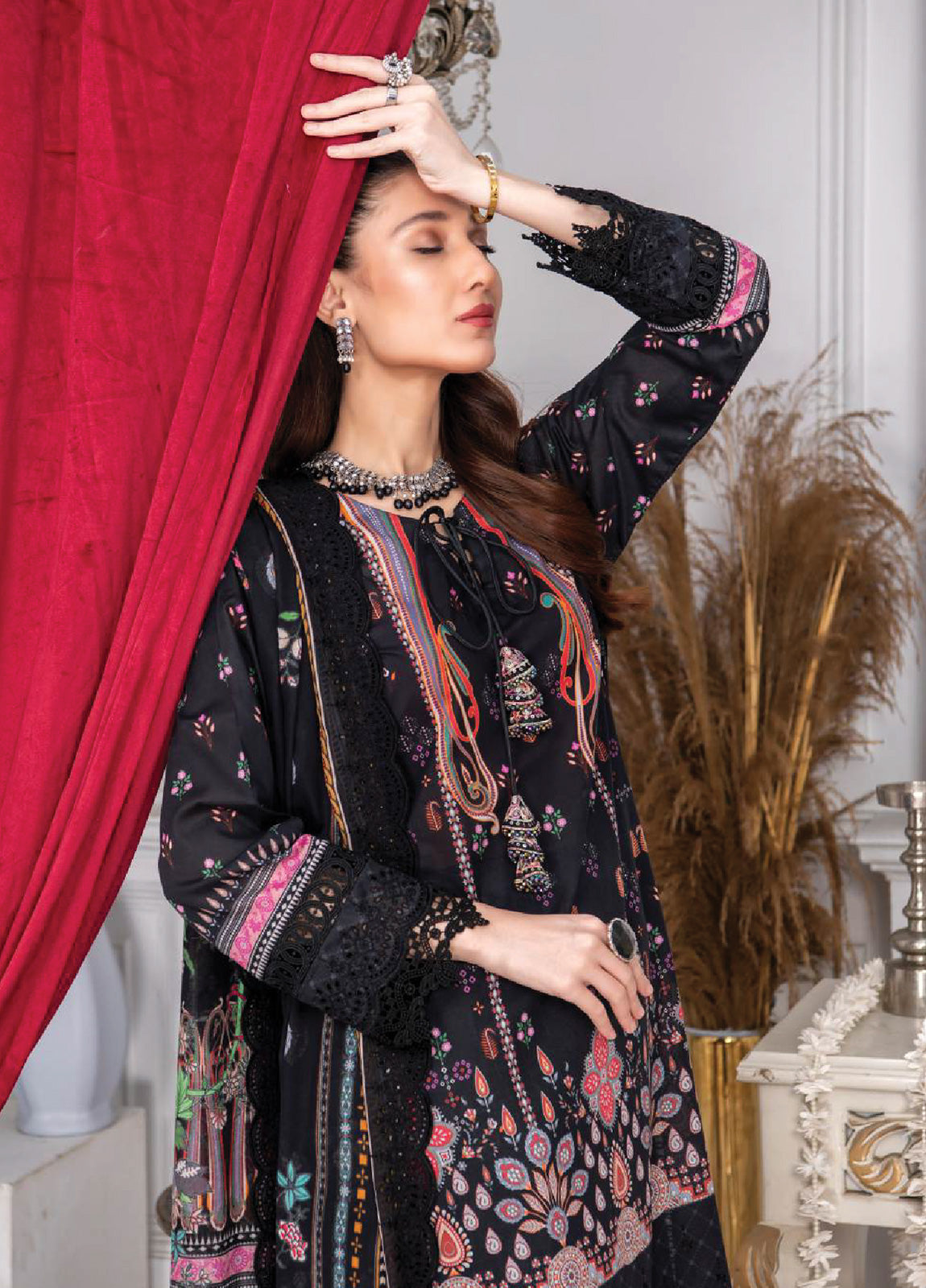 Mashaal By Riaz Arts Embroidered Lawn 3pcs - Jotey