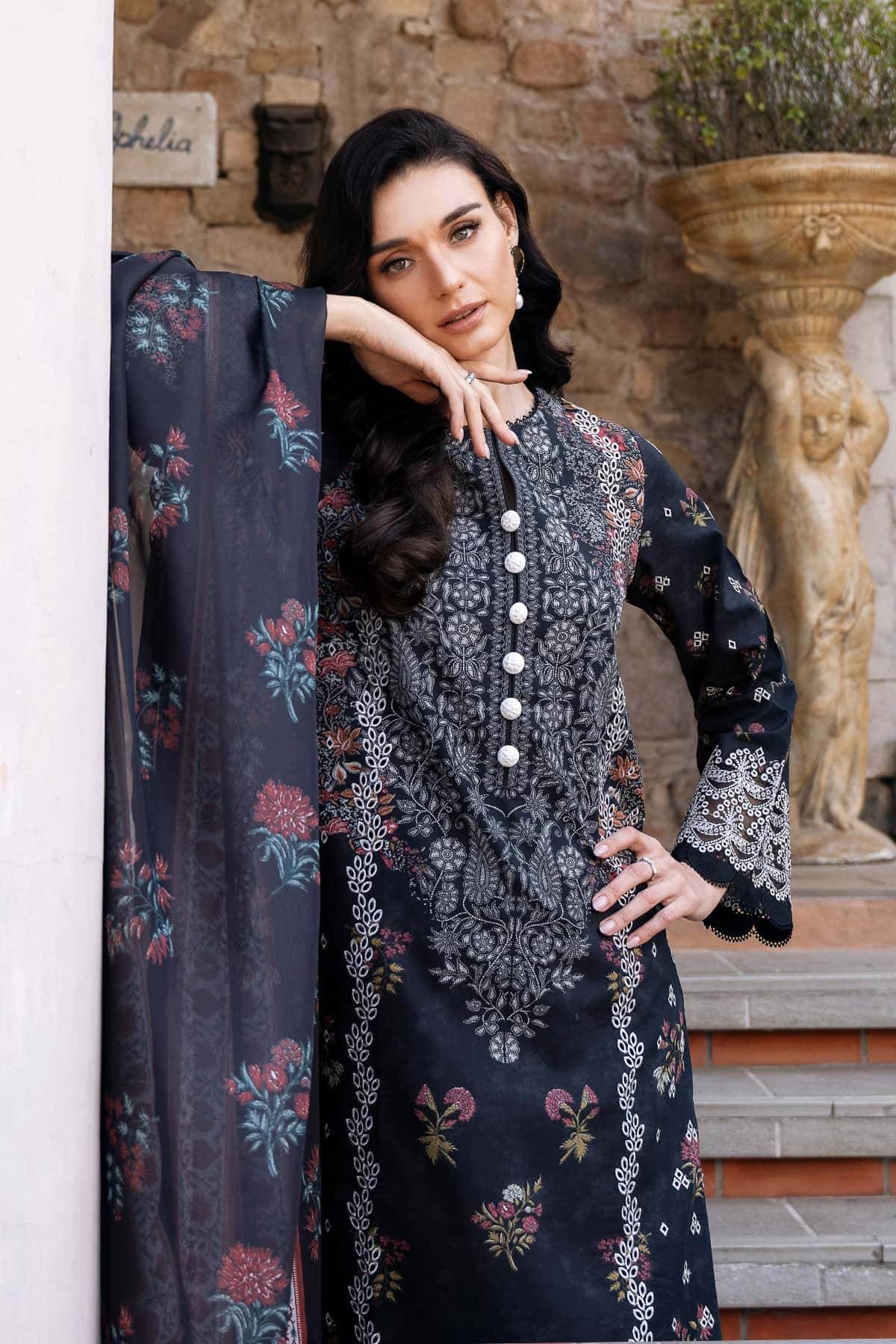 AFROZEH Damask The Holiday Edit'25 Embroidered Lawn 3pcs - Jotey