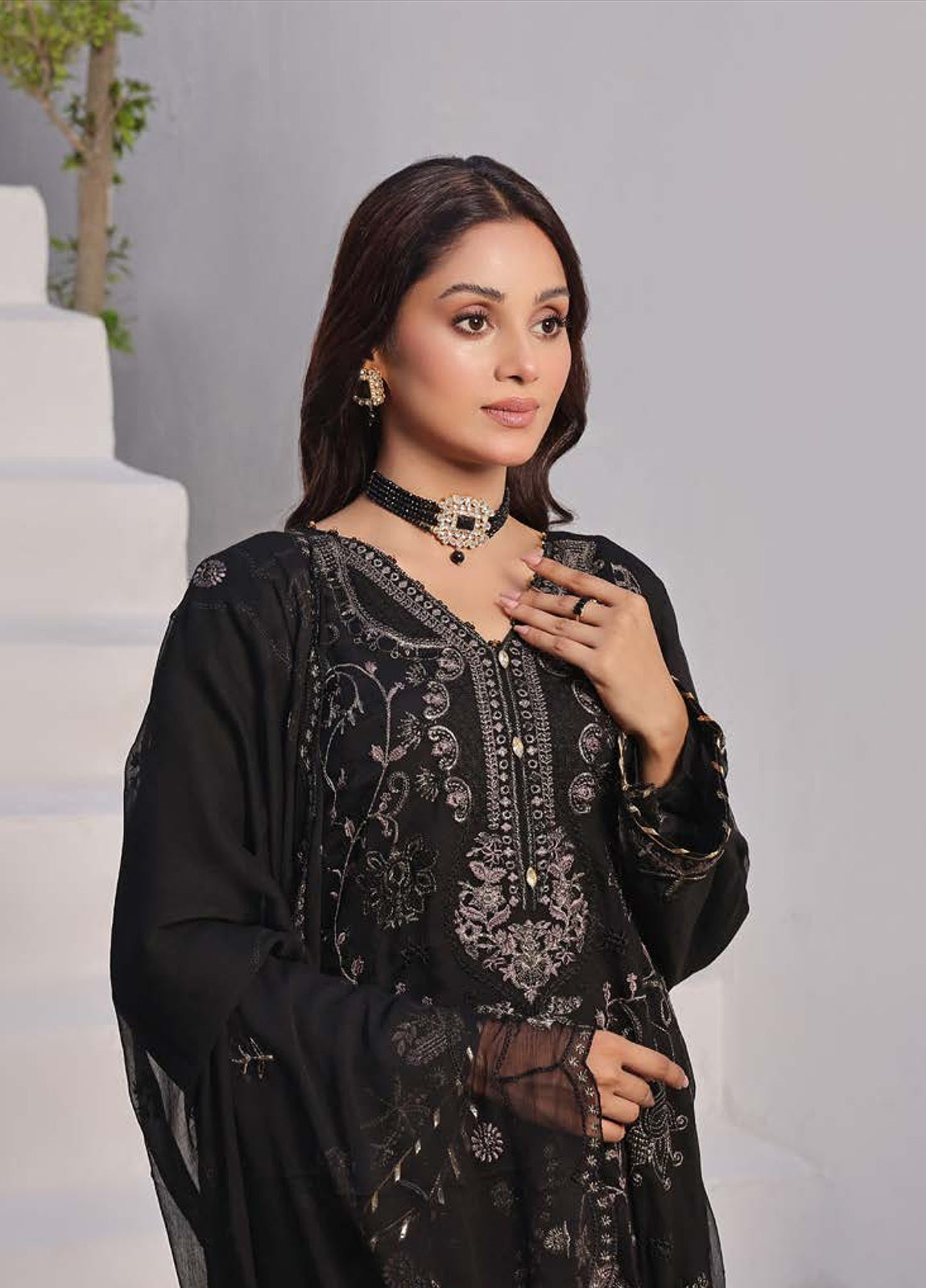 BIN KHALID GUL POSH Formal Chiffon Embroidered Unstitched 3pcs