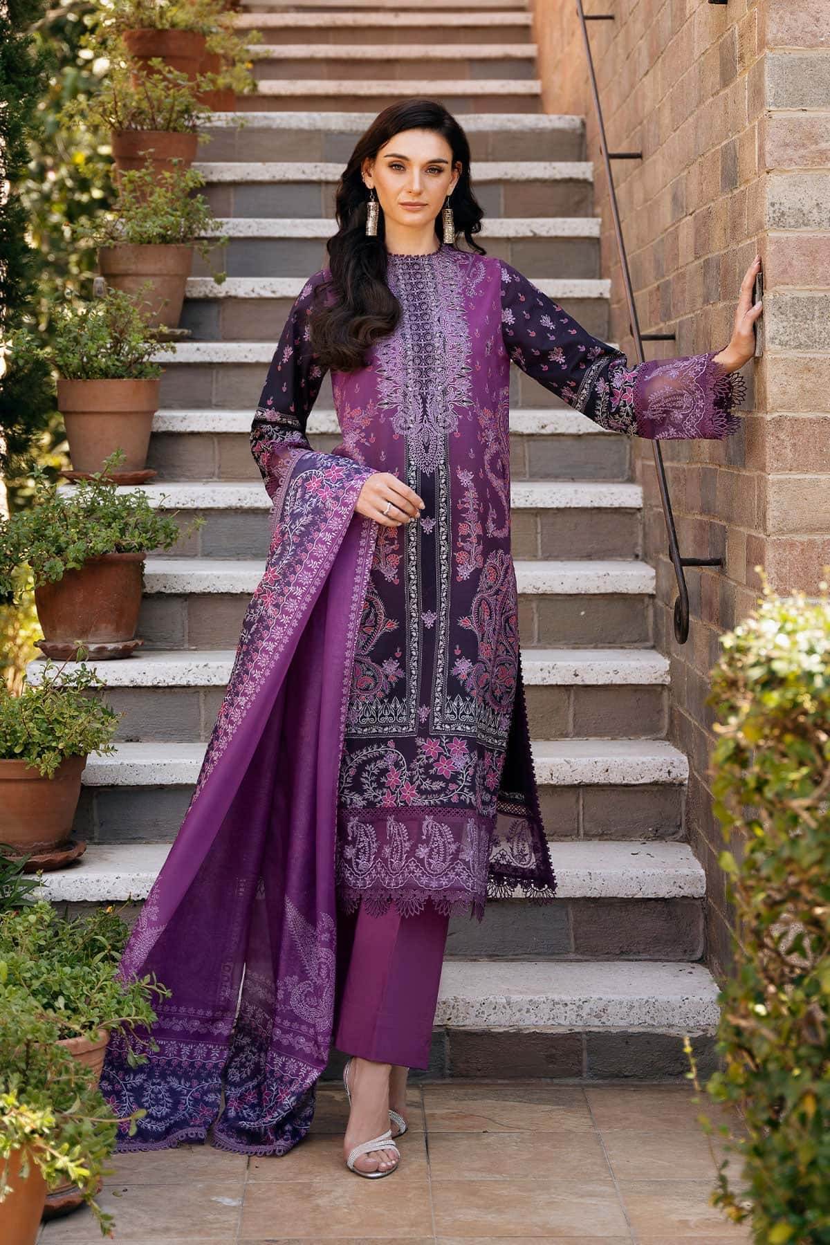 AFROZEH Damask The Holiday Edit'25 Embroidered Lawn 3pcs - Jotey