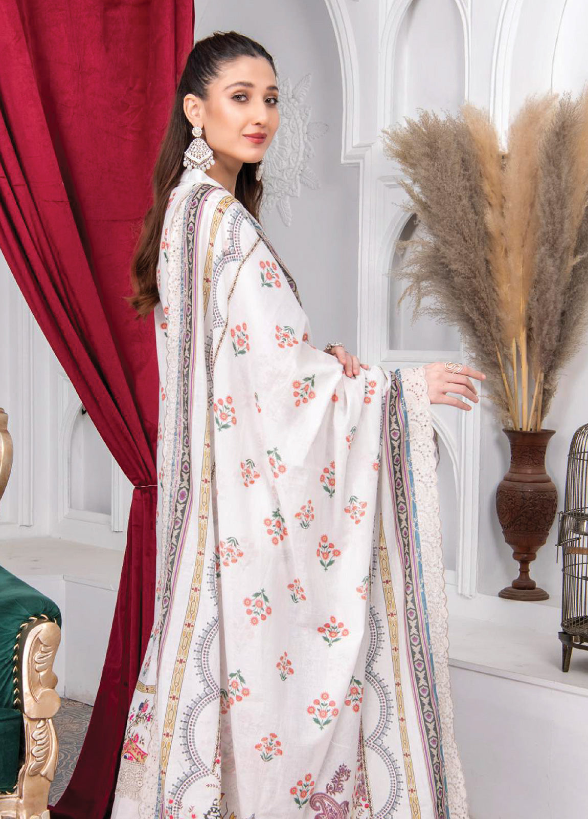 Mashaal By Riaz Arts Embroidered Lawn 3pcs - Jotey