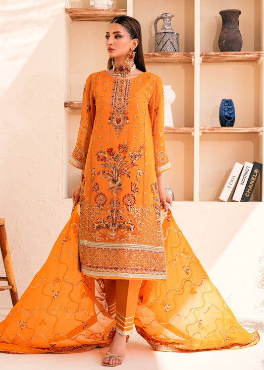 Lallaria By Noorma Kaamal Embroidered Chiffon Unstitched 3pcs - Jotey