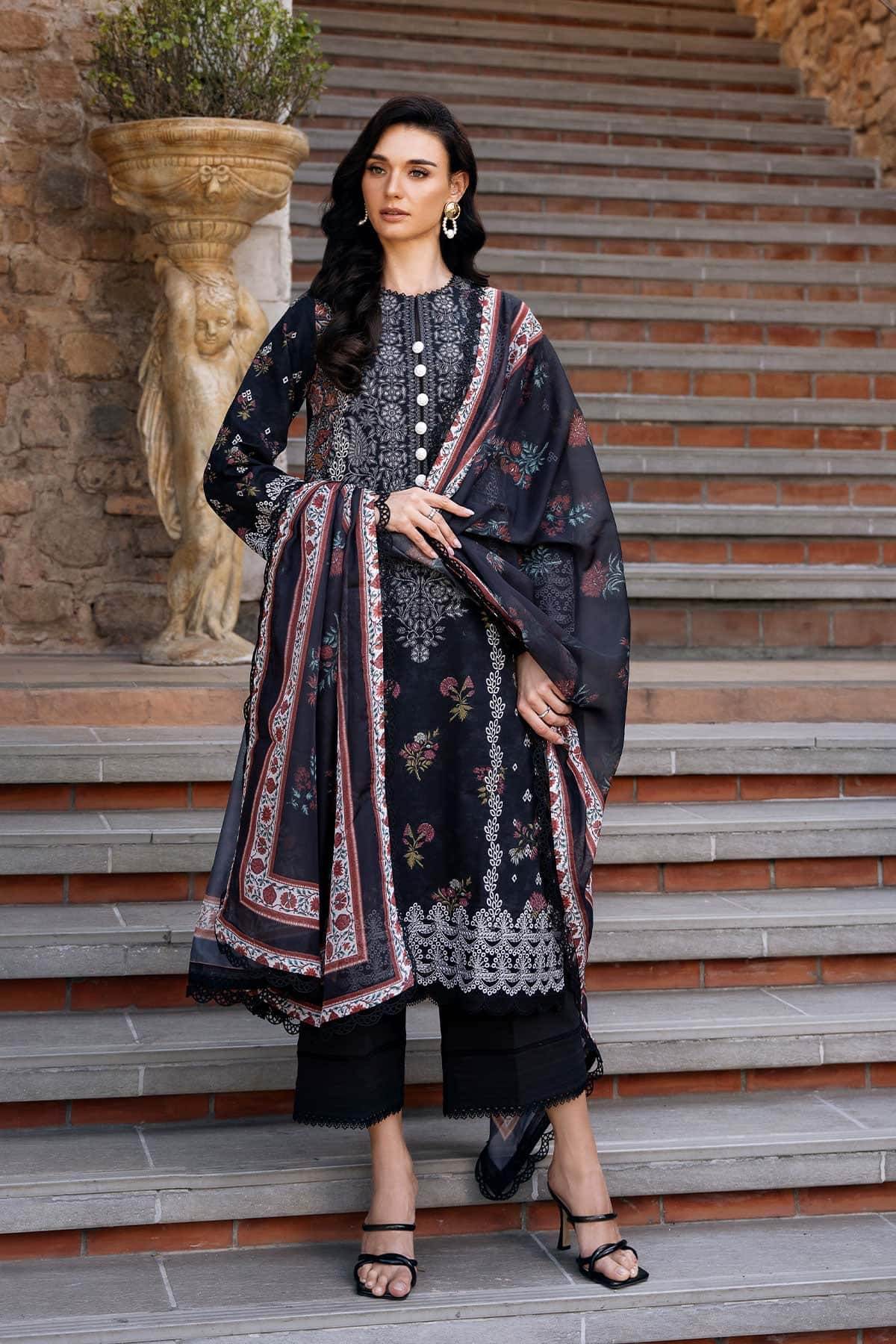 AFROZEH Damask The Holiday Edit'25 Embroidered Lawn 3pcs - Jotey