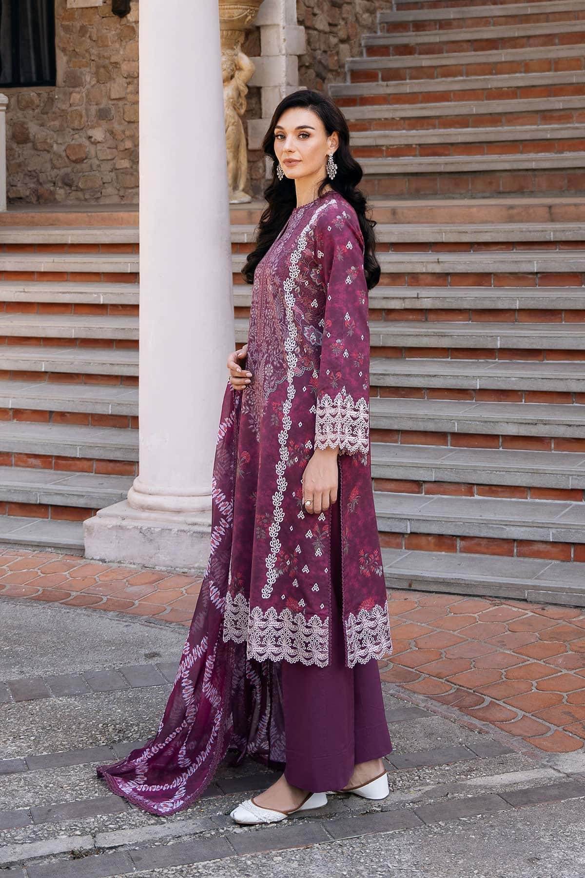 AFROZEH Damask The Holiday Edit'25 Embroidered Lawn 3pcs - Jotey