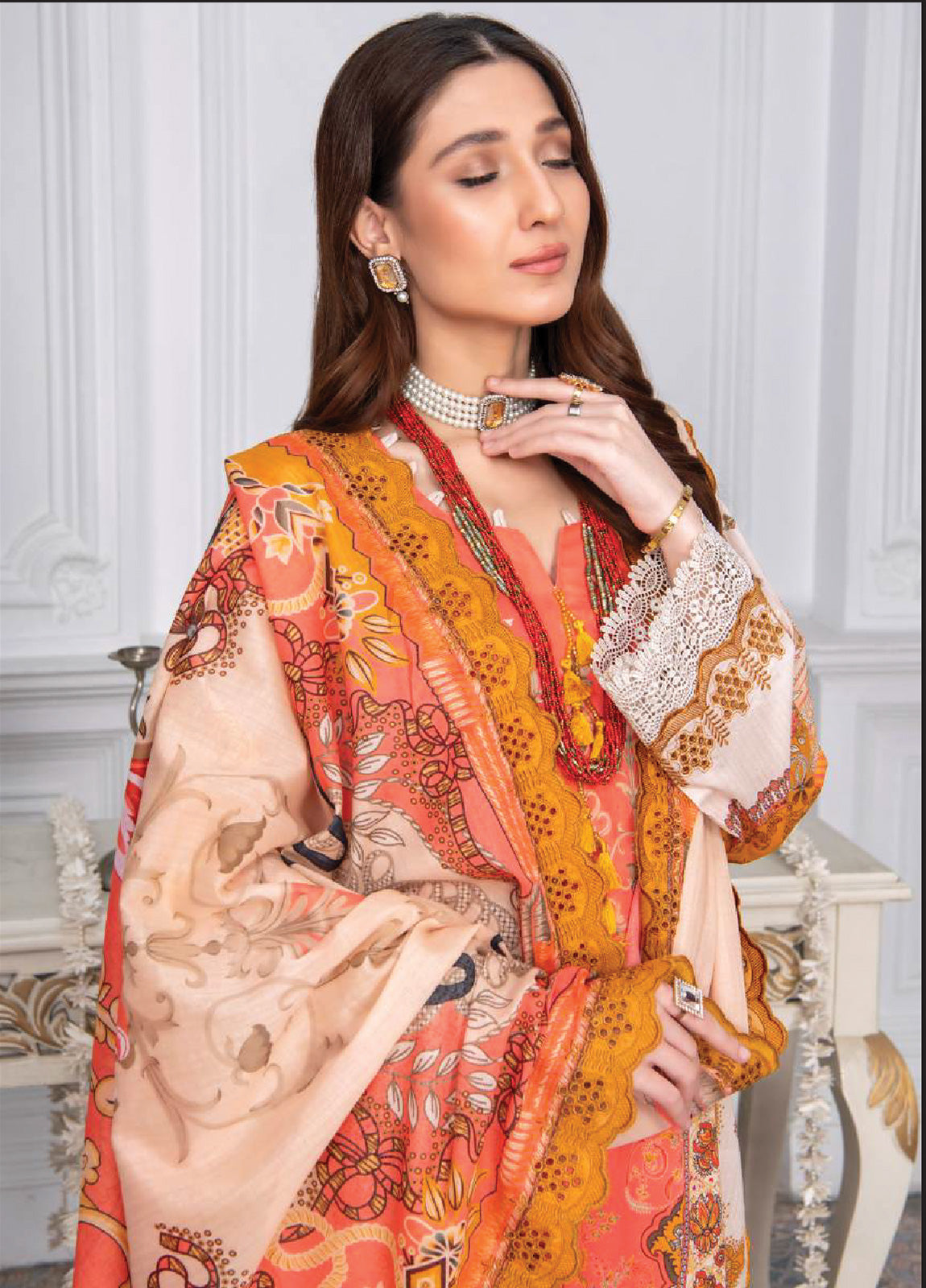 Mashaal By Riaz Arts Embroidered Lawn 3pcs - Jotey
