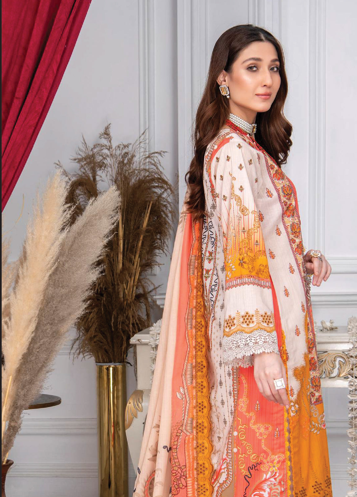 Mashaal By Riaz Arts Embroidered Lawn 3pcs - Jotey