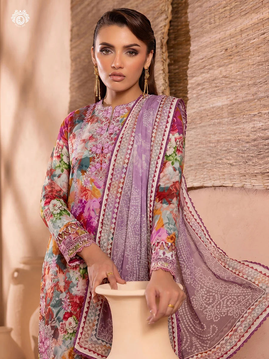 Printkari By Gull Jee Embroidered Digital Printed Lawn Unstitched 3Pcs