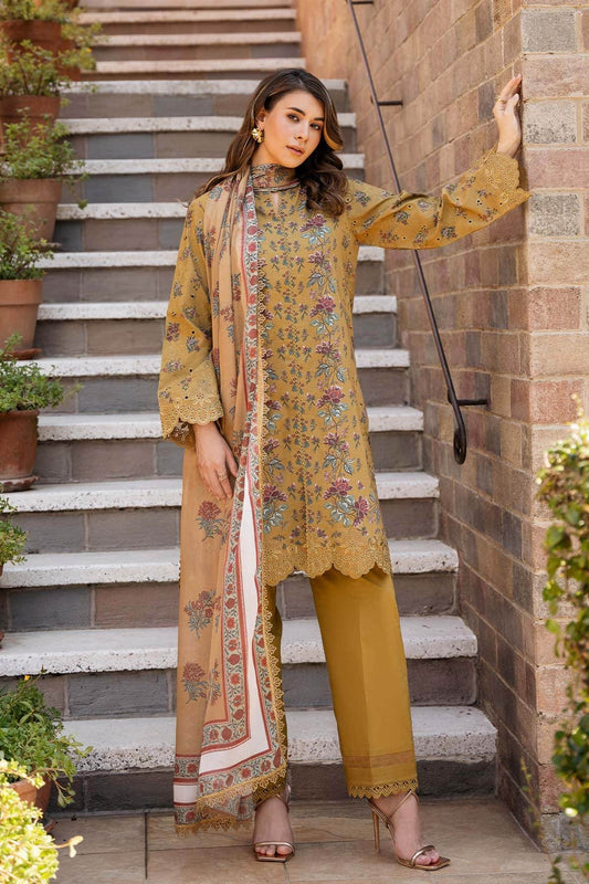 AFROZEH Damask The Holiday Edit'25 Embroidered Lawn 3pcs - Jotey