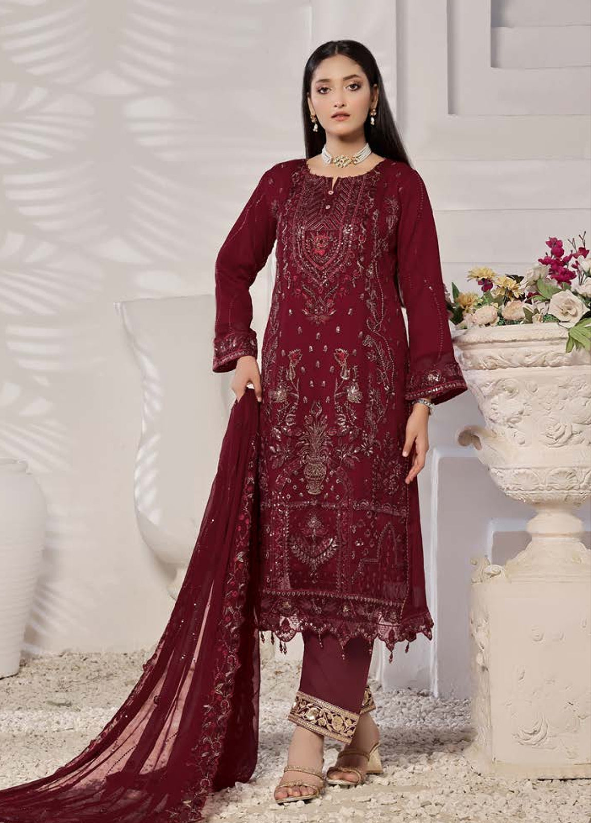BIN KHALID GUL POSH Formal Chiffon Embroidered Unstitched 3pcs