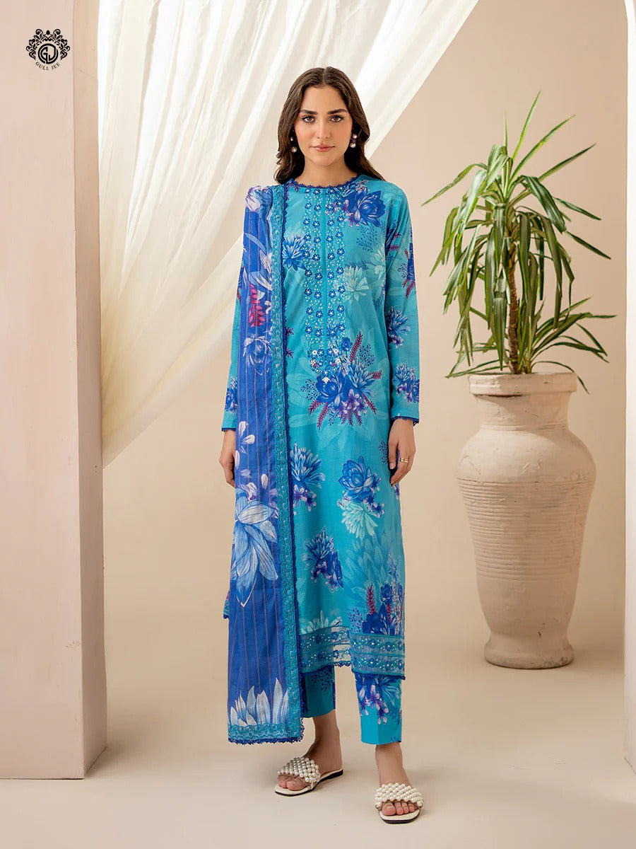 Ziva By Gull Jee Embroidered Digital Printed Lawn Unstitched 3 Piece