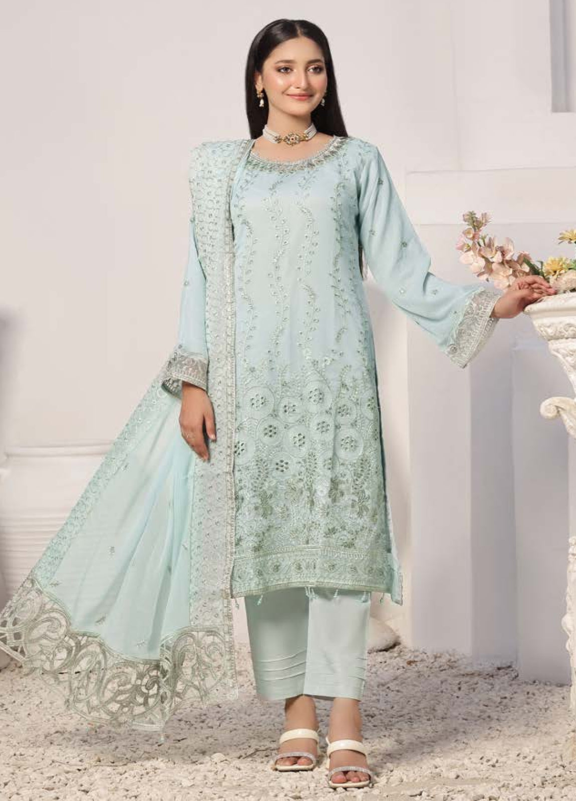 BIN KHALID GUL POSH Formal Chiffon Embroidered Unstitched 3pcs