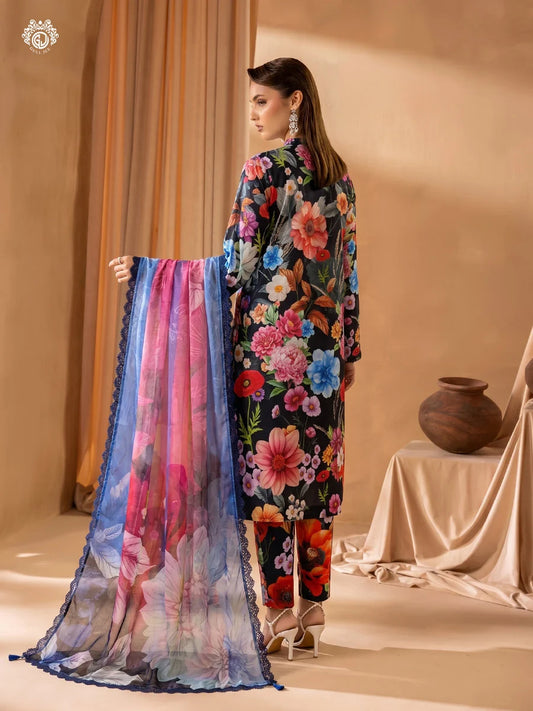 Printkari By Gull Jee Embroidered Digital Printed Lawn Unstitched 3Pcs