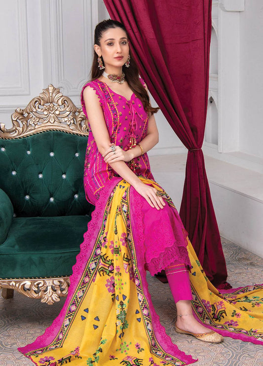 Mashaal By Riaz Arts Embroidered Lawn 3pcs - Jotey