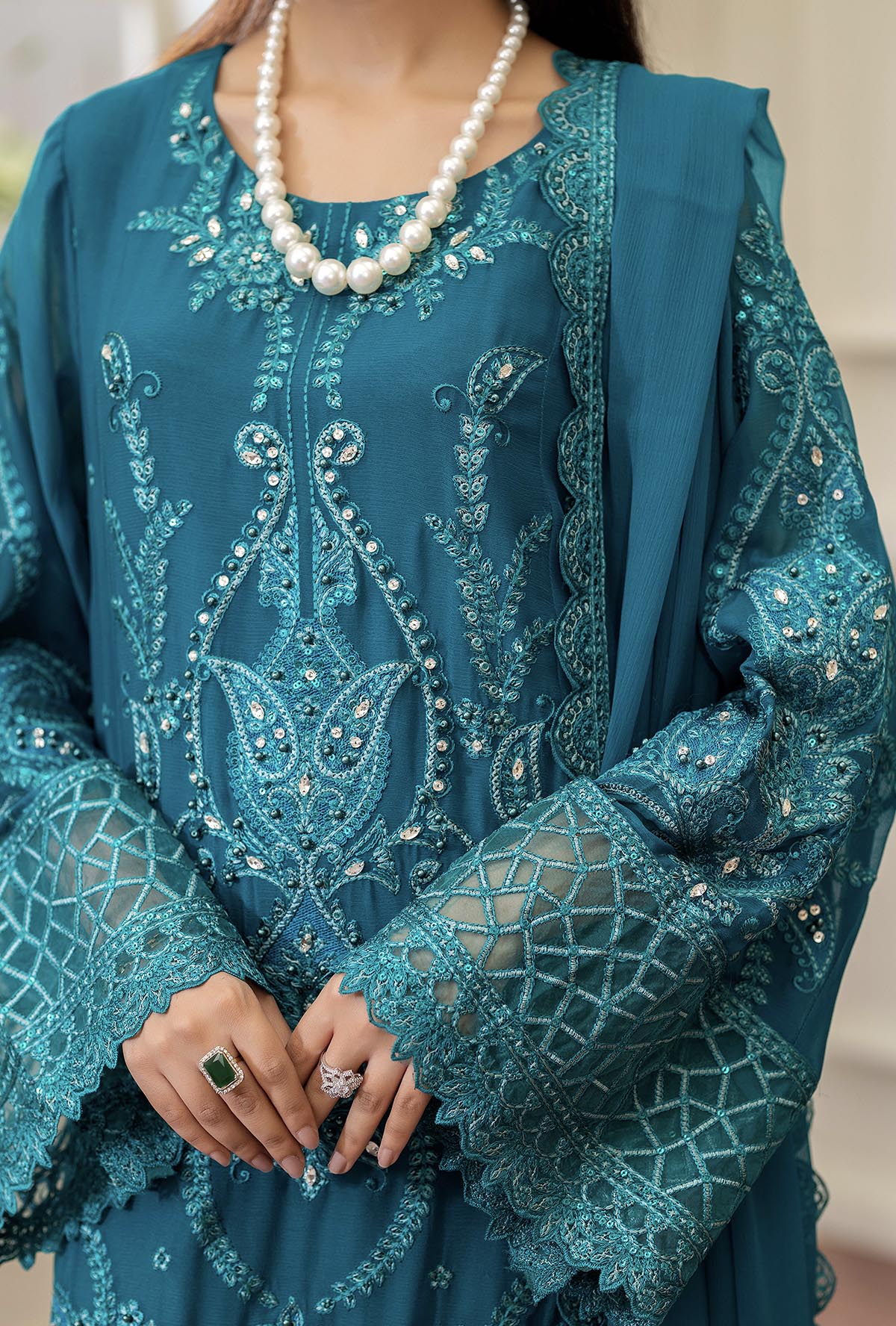 Raisham By ZA Clothes Embroidered Chiffon Semi-Stitched 3pcs