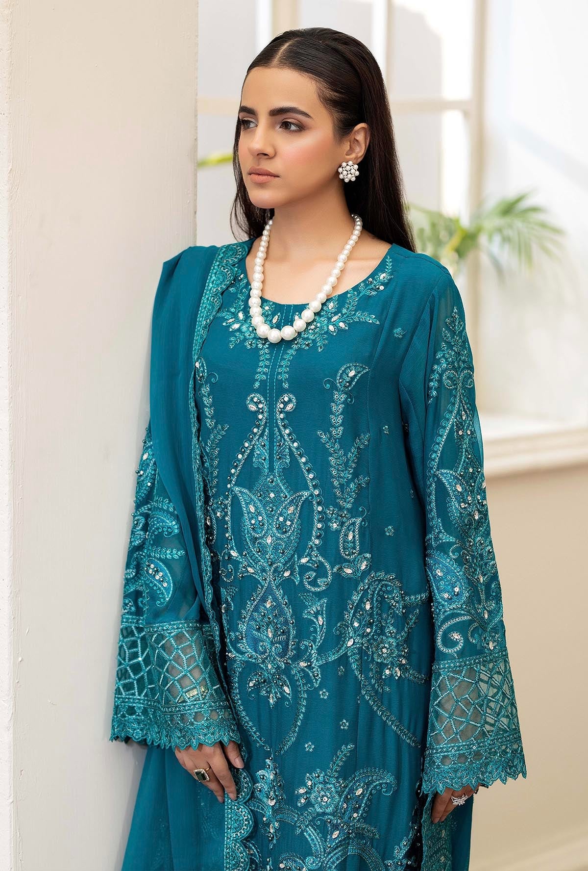 Raisham By ZA Clothes Embroidered Chiffon Semi-Stitched 3pcs