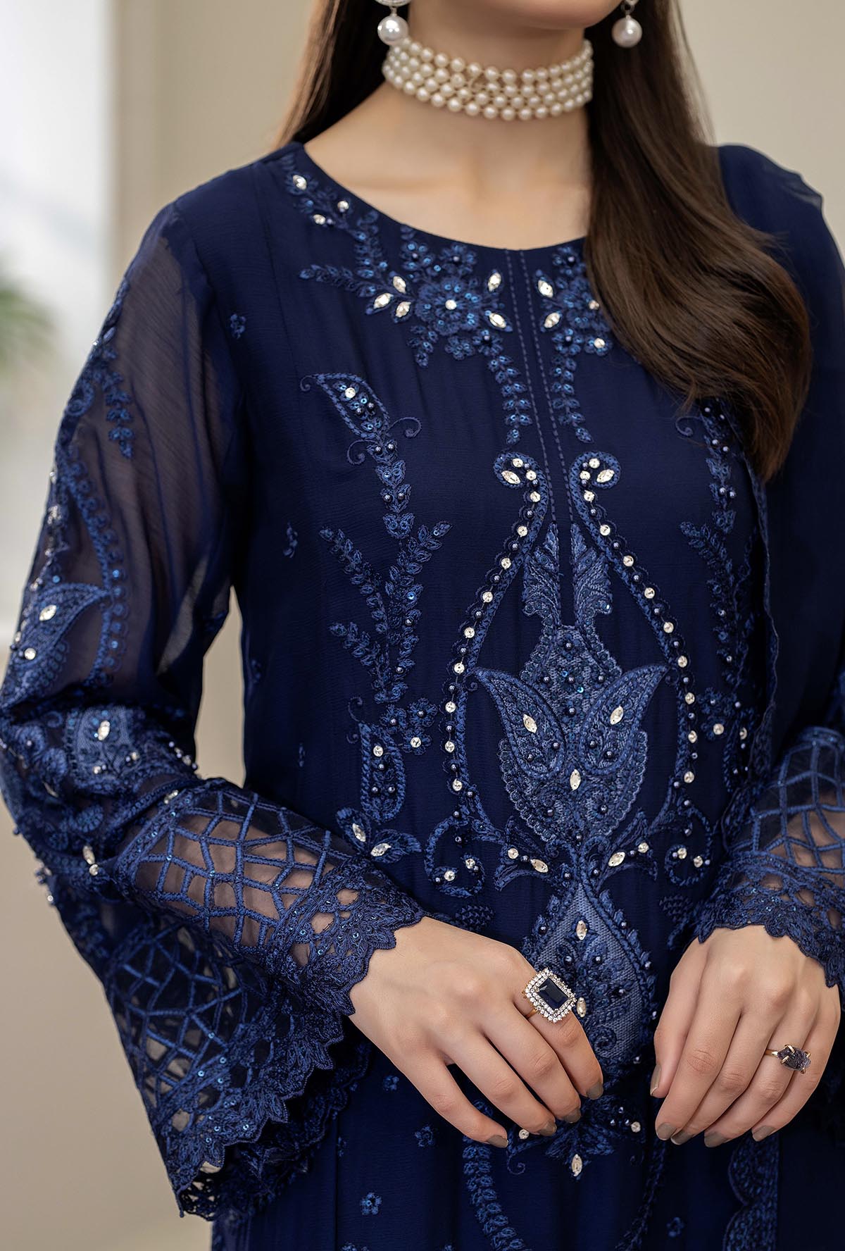 Raisham By ZA Clothes Embroidered Chiffon Semi-Stitched 3pcs