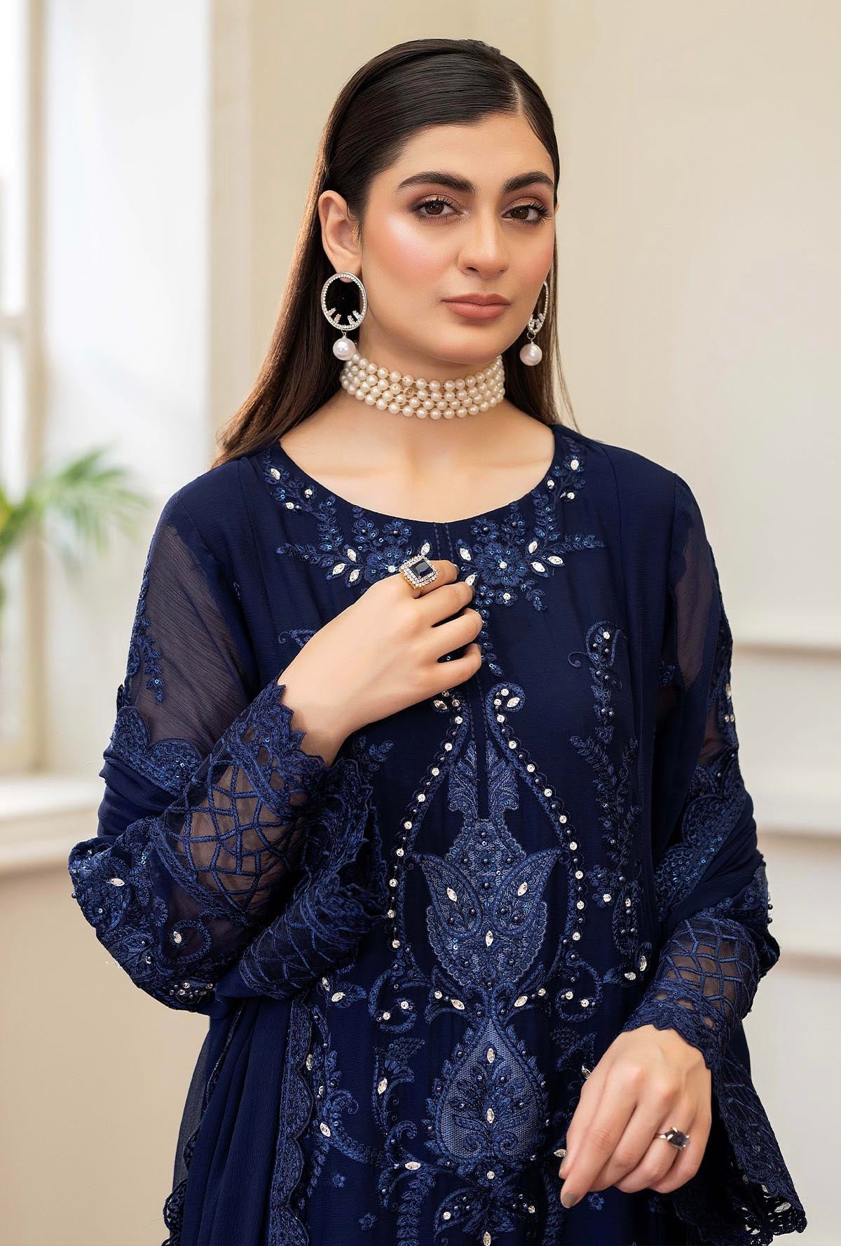 Raisham By ZA Clothes Embroidered Chiffon Semi-Stitched 3pcs