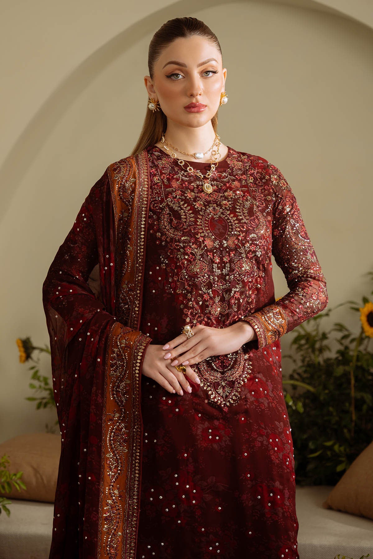 Amaya By Nureh Embroidered Luxury Chiffon Unstitched 3pcs