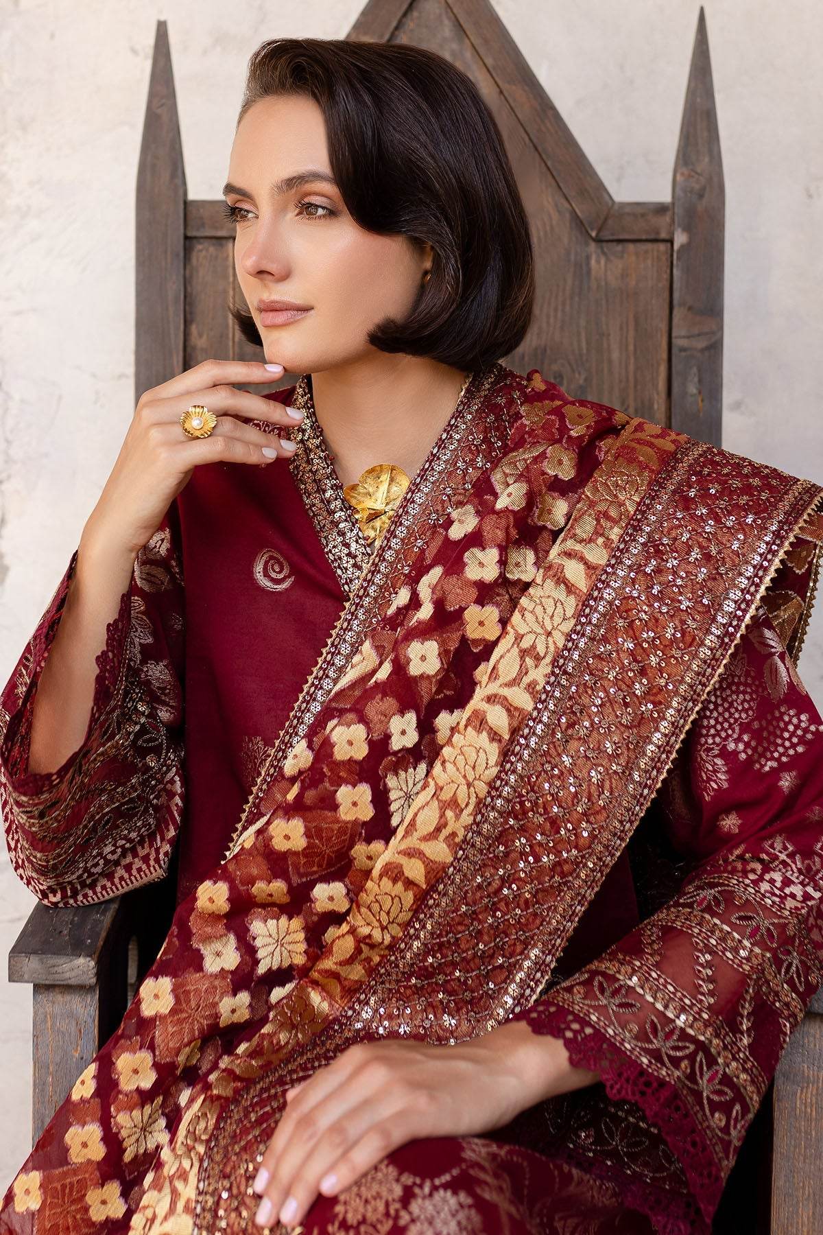 Nureh Exclusive Jacquard Unstitched Lawn 3pcs - Jotey
