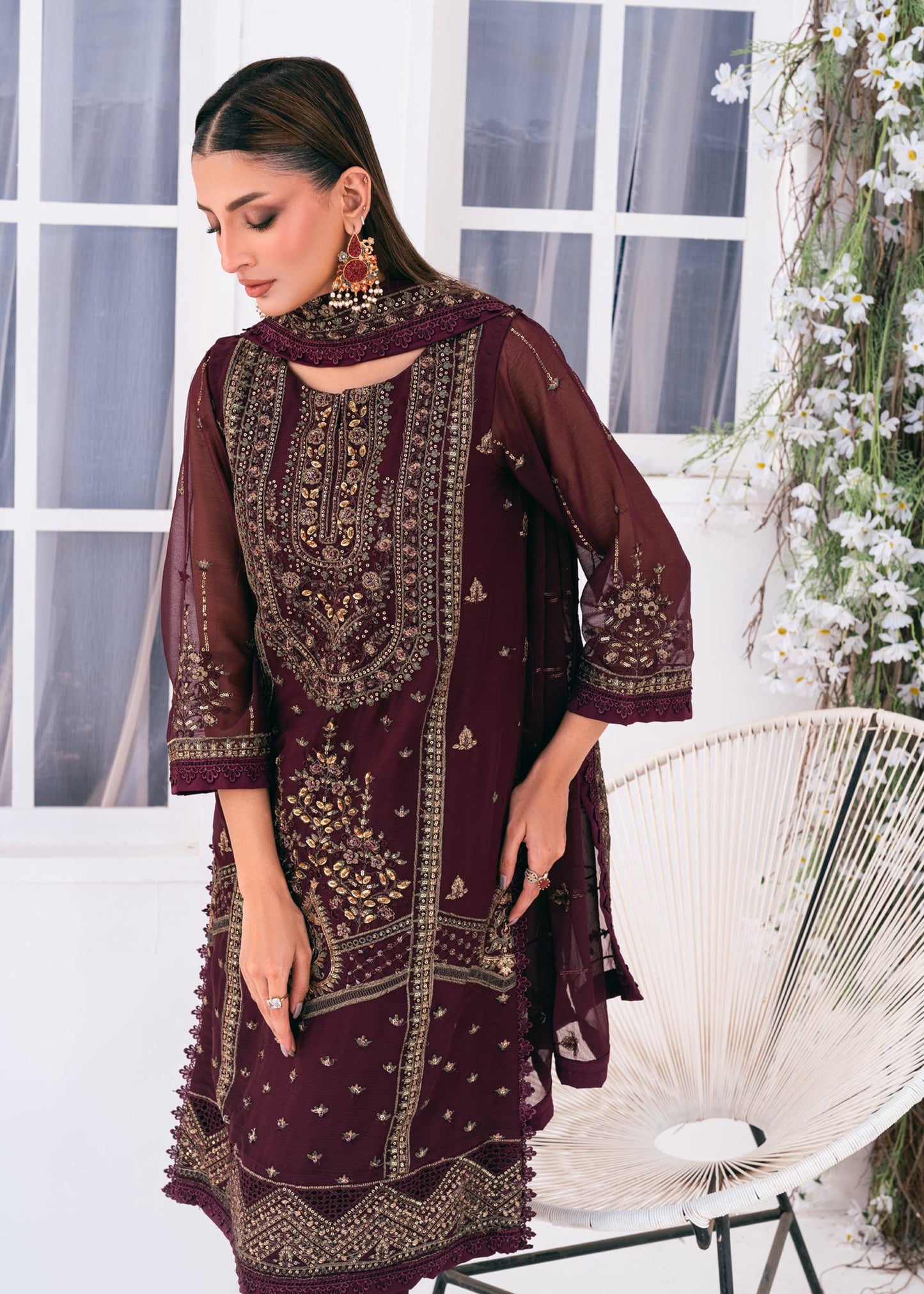 Lallaria By Noorma Kaamal Embroidered Chiffon Unstitched 3pcs