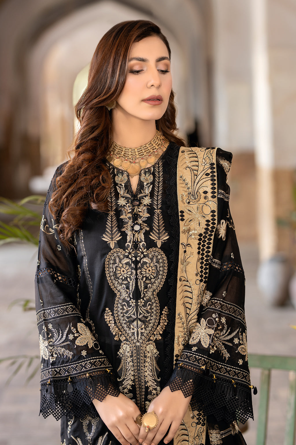 Premium Gold Swiss By Johra Vol-02 Embroidered Chiffon Unstitched 3Pcs
