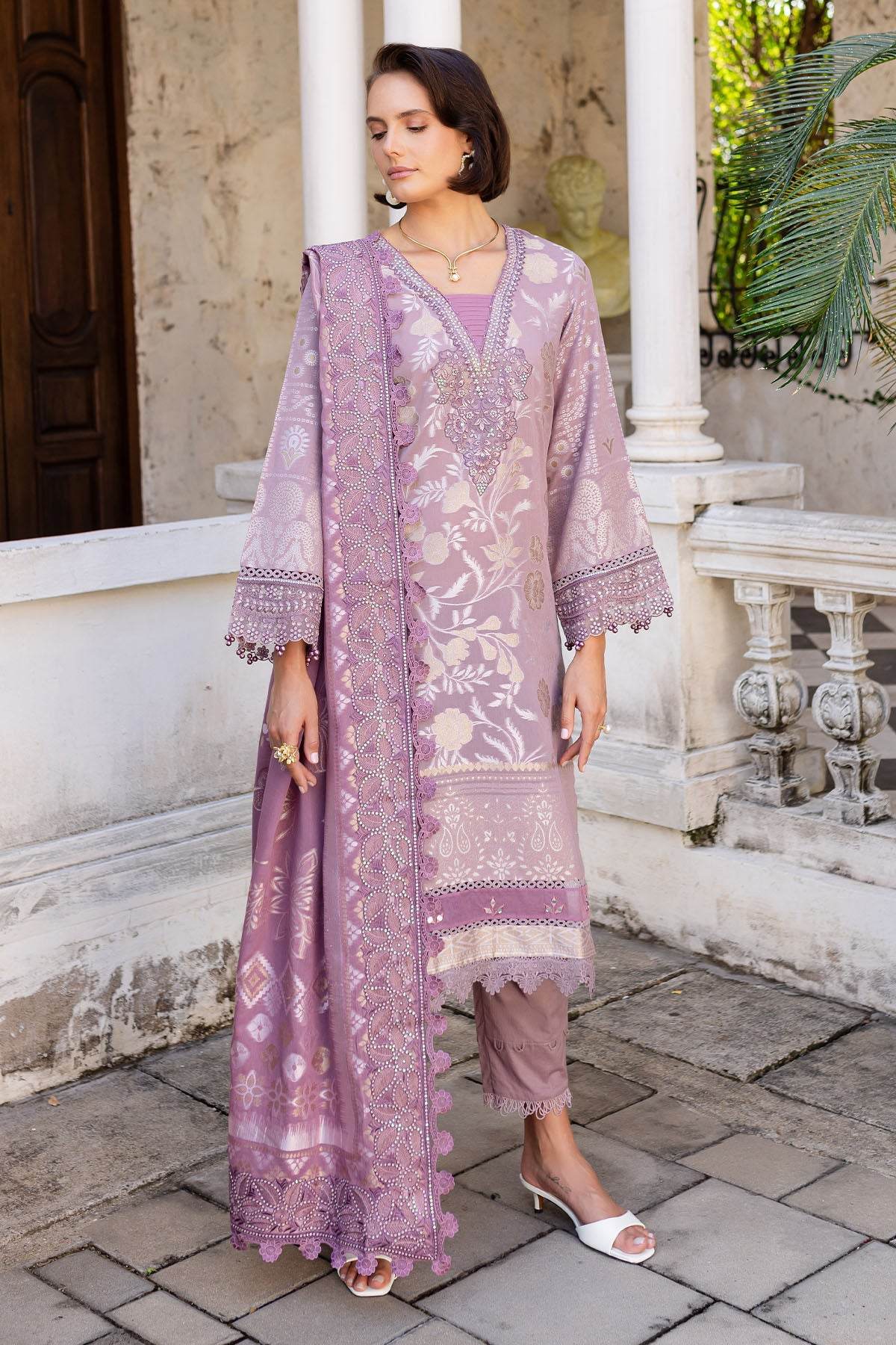 Nureh Exclusive Jacquard Unstitched Lawn 3pcs - Jotey
