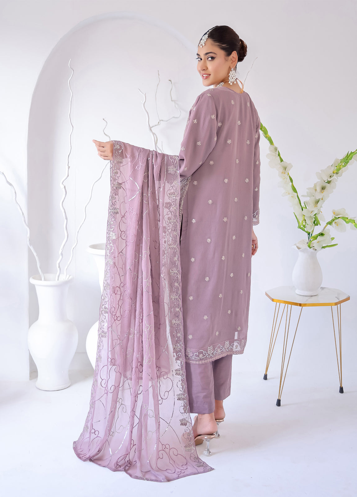 Zahikah By Bin Hameed Luxury Embroidered Chiffon Untitched 3pcs