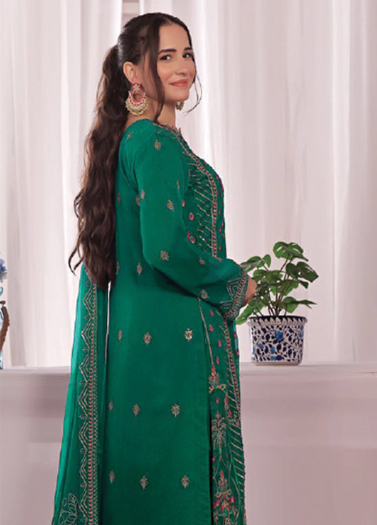 Nura Luxury Embroidered Chiffon Semi-Stitched 3pcs