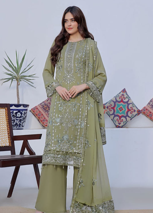 BIN KHALID Shehnai Formal Chiffon Embroidered Semi-Stitched 3pcs