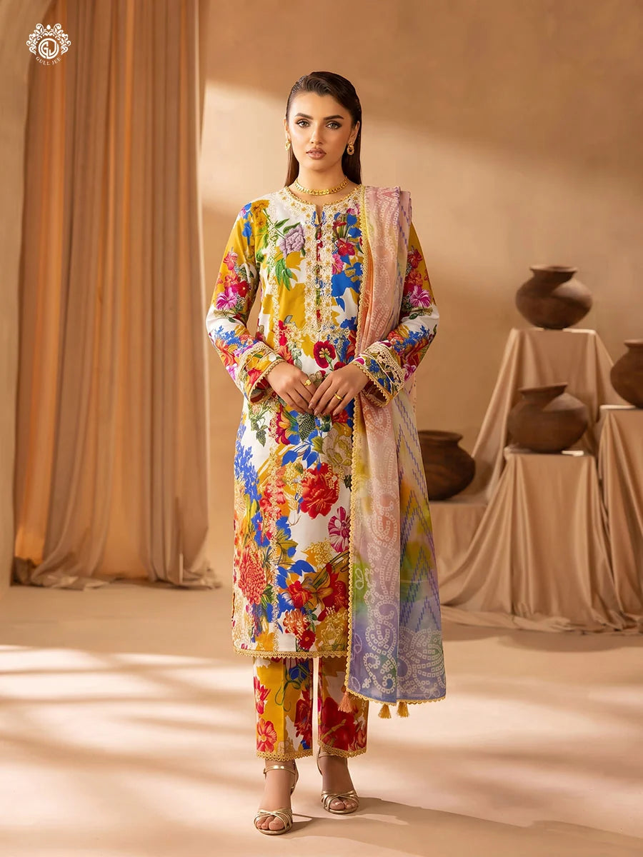 Printkari By Gull Jee Embroidered Digital Printed Lawn Unstitched 3Pcs