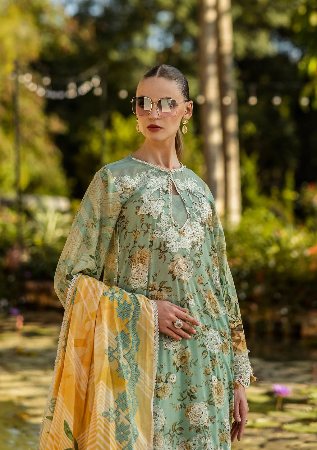 Elaf Print Chikankari Unstitched Lawn 3pcs