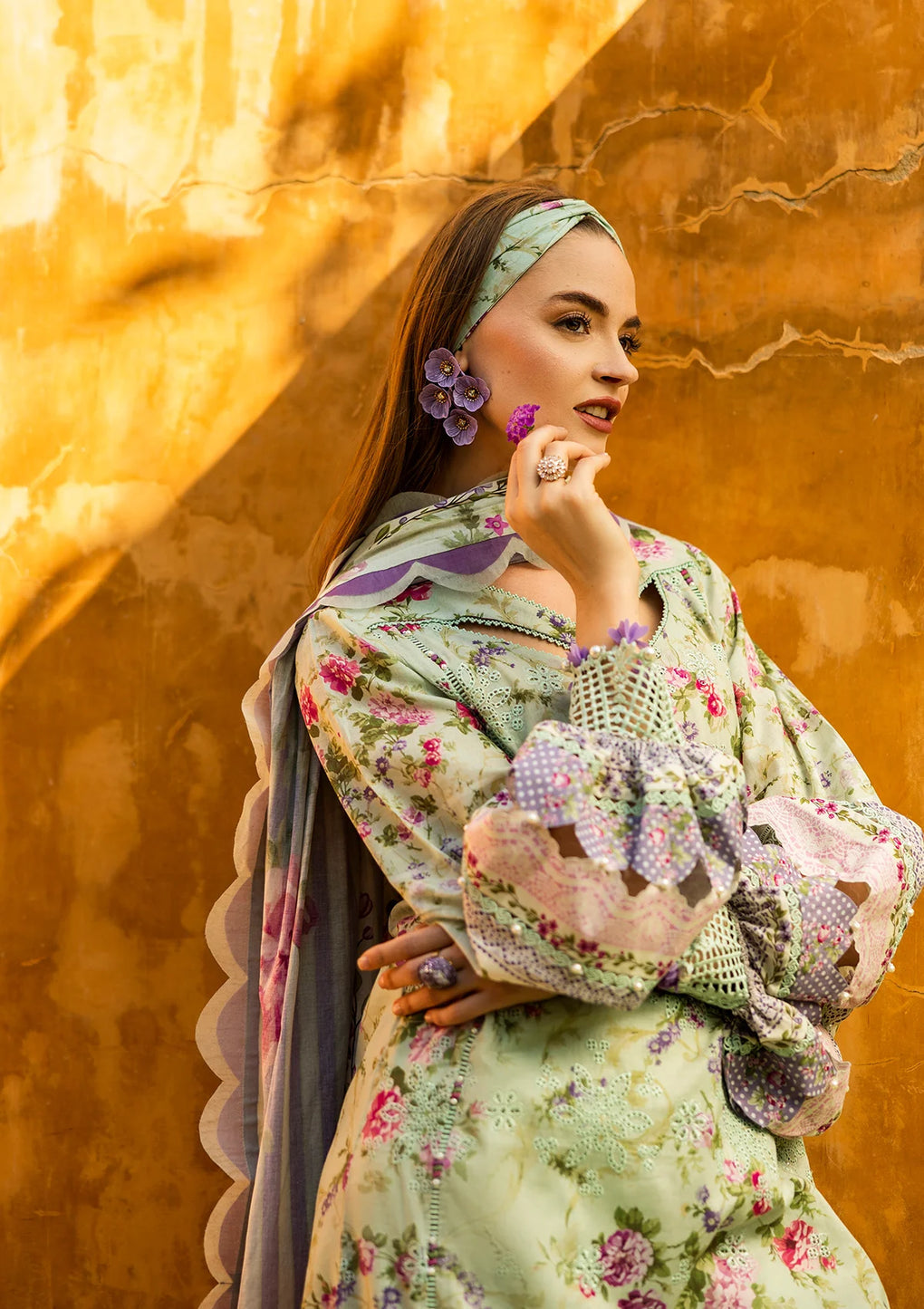 Elaf Print Chikankari Unstitched Lawn 3pcs
